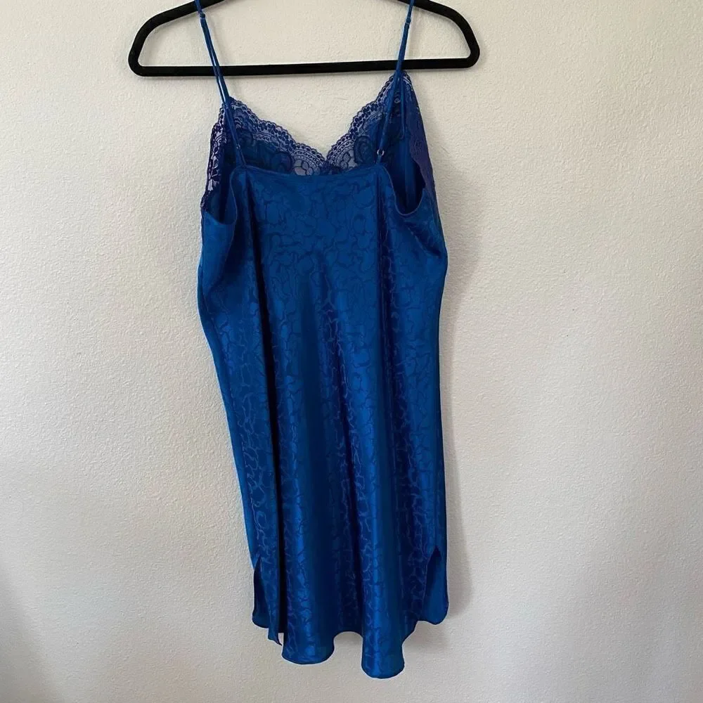 Vintage Erika Taylor Royal Blue Brocade Chemise - Picture 2 of 5